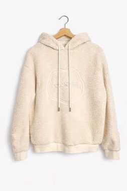 Kickers Classics Borg Teddy Hoodie w Fleurette Embroidery Ecru Small NEW